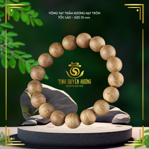 VÒNG TAY NAM - TRẦM HƯƠNG TỰ NHIÊN TỐC LÀO - HẠT TRÒN SIZE 10mm