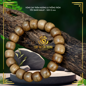 VÒNG TAY NAM - TRẦM HƯƠNG TỰ NHIÊN TỐC BANH MALAYSIA - SIZE 12mm